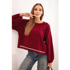 FiatalDivat Pulóver díszes alsó szegéllyel, 92581 bordó modell