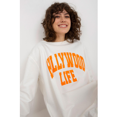 FiatalDivat Pulóver meghosszabbított hátrésszel, Hollywood Life color ekrü + narancs felirattal