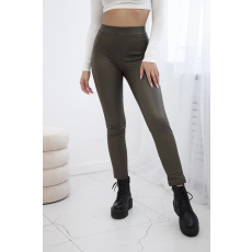 FiatalDivat Push-up leggings eko bőrből, TR1878 modell, khaki színű