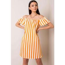 FiatalDivat Reneszánsz stílusú csíkos ruha Kerri narancssárga+fehér női ruha