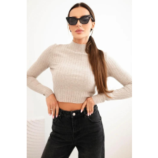 FiatalDivat Rövid pulóver blúz állógallérral ZS5135 modell bézs blúz
