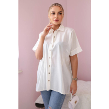 FiatalDivat Rövid ujjú pamut ing, 9812-es modell, ekrü színű blúz