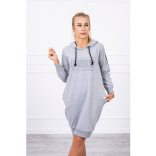FiatalDivat Ruha reflex nyomtatással és kapucnival modell 67394 szűrke női ruha