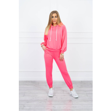 FiatalDivat Sport tréningruha kapucnival modell 9337 neon rózsaszín