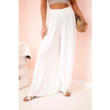 FiatalDivat Széles, bő nadrág elasztikus derékpánttal, 3180-as modell, fehér női nadrág
