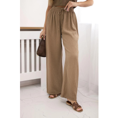 FiatalDivat Széles muszlin nadrág modell 3204 teve szín