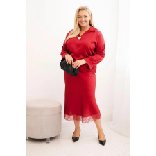 FiatalDivat Szett blúzból és szoknyából szaténfénnyel, 25697-es modell bordó blúz