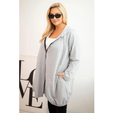 FiatalDivat Szürke oversize cipzáros kapucnis pulóver, 6366-os modell
