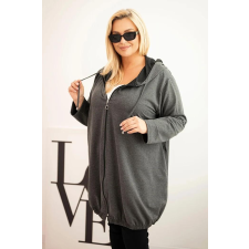 FiatalDivat Túlméretezett cipzáros kapucnis pulóver, 6366 grafit színű modell női pulóver, kardigán