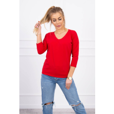 FiatalDivat V-nyakú, háromnegyedes ujjú blúz, piros