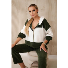 FiatalDivat Vágott velúr tréningruha modell 6650 színű khaki női edzőruha