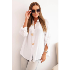 FiatalDivat Viszkóz ingblúz díszgombokkal, 61953-as modell, fehér