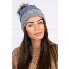 FiatalDivat Vízálló sapka szőrmés bojtokkal K160 grafit szín női sapka