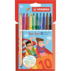 Filctoll készlet, 0,5-2 mm, kétvégű, STABILO "Trio 2 in 1", 10 különböző szín