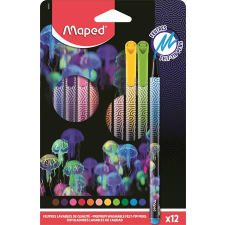  Filctoll készlet, 0,8 mm, kimosható, MAPED &quot;Deepsea Paradise&quot;, 12 különböző szín filctoll, marker