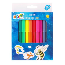  Filctoll készlet, 2 mm, COOL BY VICTORIA, 12 különböző szín filctoll, marker