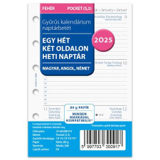 FILOFAX Kalendárium betét, tervező Filofaxhoz, A5, heti, 1 hét/2 oldal, 2025 gyűrűs kalendárium betétlap