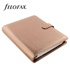 FILOFAX Kalendárium, gyűrűs, betétlapokkal, A5 méret, FILOFAX, "Saffiano Metallic", rózsaarany gyűrűskönyv