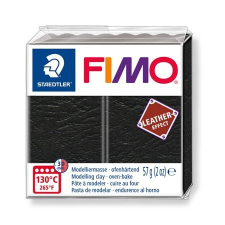 FIMO Gyurma, 57 g, égethető,  "Leather Effect", fekete süthető gyurma