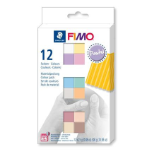  FIMO Gyurma, készlet, 12x25 g, égethető, FIMO &quot;Soft Pastel&quot; 12 különböző szín süthető gyurma