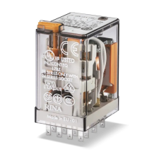  Finder 55.34.8.012.0050 Miniatűr ipari relé 4 váltóérintkező (CO) AgNi, 12V AC (50/60 Hz) vezerlőfeszültség, 7A folytonos áram, foglalatba dugaszolható - zárható teszt nyomógomb + LED (AC) villanyszerelés