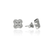 Fine Silver AG119321 - Ezüst beszúrós stekkeres szerencsehozó lóhere mintájú női fülbevaló fülbevaló