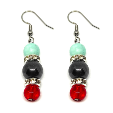 Fire and Ice jade, hematit és hegyikristály fülbevaló fülbevaló