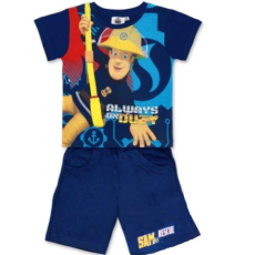 Fireman Sam, Sam a tűzoltó 2 részes fiú nyári szett sötétkék (Méret: 128)