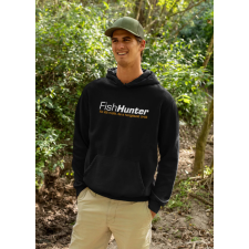  Fish Hunter unisex kapucnis fekete pulóver egyedi ajándék