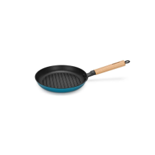 Fissman grillserpenyő, öntöttvas/fa, 24x3.5 cm, kék edény