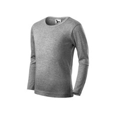 Fit-T LS póló gyerek sötétszürke melírozott 158 cm/12 éves gyerek póló