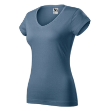 Fit V-neck póló női farmerkék S női póló