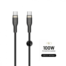 Fixed Braided Cable USB-C/USB-C, 1,2m, 100W, black kábel és adapter