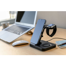 Fixed Powerstation with wireless charging up to 3 devices Fekete mobiltelefon kellék