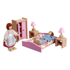 FKP Toys Hálószoba Fa bababútor készlet babaházhoz játékbaba felszerelés
