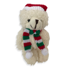 Flair Toys Fehér plüss maci kulcstartó Mikulás sapkában 12cm kulcstartó
