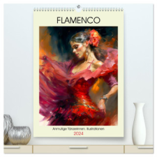  Flamenco. Anmutige Tänzerinnen. Illustrationen (hochwertiger Premium Wandkalender 2024 DIN A2 hoch), Kunstdruck in Hochglanz – Rose Hurley naptár, kalendárium
