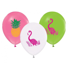 Flamingo &amp; Pineapple, Flamingó és Ananász léggömb, lufi 5 db-os 12 inch (30cm) party kellék