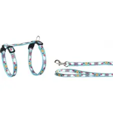 Flamingo egérkés macska hám és póráz - kék 15-25 cm nyakörv, póráz, hám macskáknak