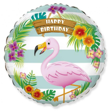 Flamingo Happy Birthday Flamingo, Flamingó fólia lufi 46 cm party kellék