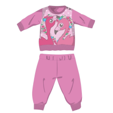 Flamingó téli pamut baba pizsama - interlock pizsama - rózsaszín - 98 gyerek hálóing, pizsama