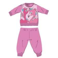 Flamingó téli pamut baba pizsama - interlock pizsama - rózsaszín - 98 gyerek hálóing, pizsama