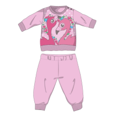  Flamingó téli pamut baba pizsama - interlock pizsama - világosrózsaszín - 80