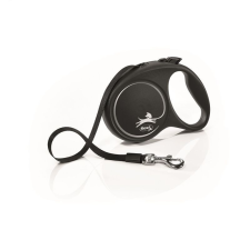 Flexi Black Design szalagos automata póráz M 5m 25kg-ig ezüst nyakörv, póráz, hám kutyáknak