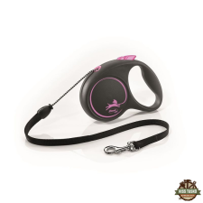 Flexi Black Design zsinóros automata póráz M 5m 20kg-ig pink nyakörv, póráz, hám kutyáknak