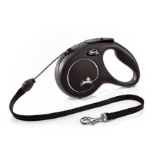 Flexi Classic kötélpóráz - S, 12 kg-ig, 8 m, fekete nyakörv, póráz, hám kutyáknak
