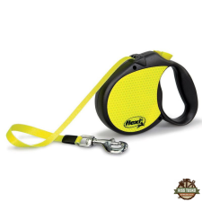 Flexi neon szalagos automata póráz S 5m 15kg-ig sárga nyakörv, póráz, hám kutyáknak