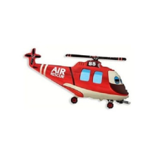 Flexmetal Mentőhelikopter formájú pálcára tehető fólia lufi - piros, 36 cm party kellék