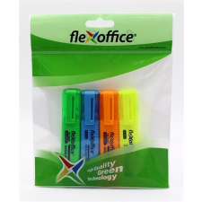 FLEXOFFICE Szövegkiemelő, 1-4 mm, FLEXOFFICE "HL05", 4 különböző szín filctoll, marker