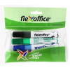 FLEXOFFICE Táblamarker, 2,5 mm, kúpos, szett, FLEXOFFICE "WB02", 4 szín